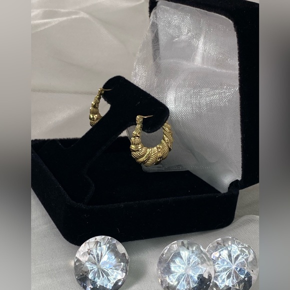 14K YELLOW GOLD croissant hoop earrings REAL GOLD 🥐 - Picture 4 of 12